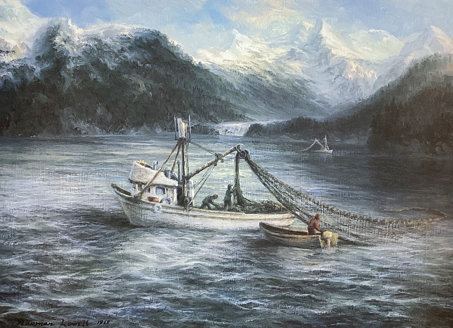 'Purse Seining' signed lithograph print