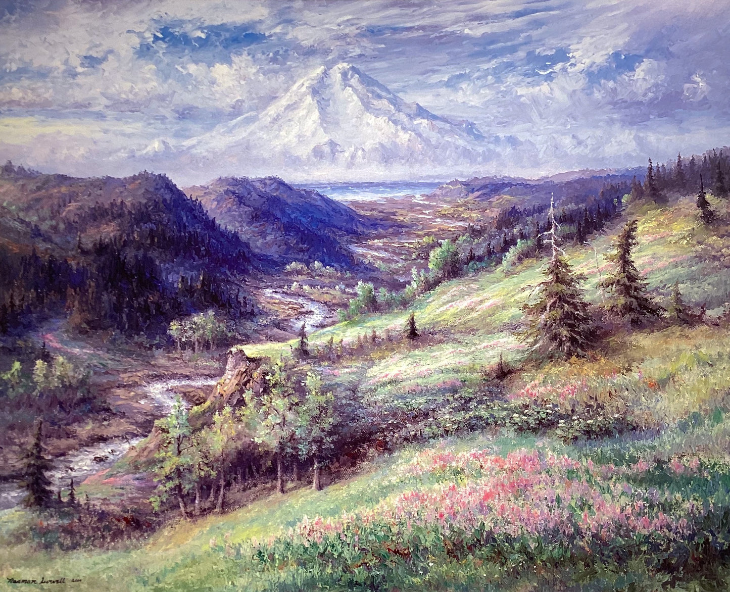 'Mount Redoubt (Ninilchik River)' signed lithograph print
