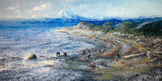 'Clam Diggers' signed giclée print on canvas 17x36