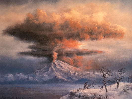 'Mount Redoubt Eruption' signed lithograph print