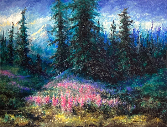 'Summer Morning Fireweed' signed giclée print on canvas 16x20